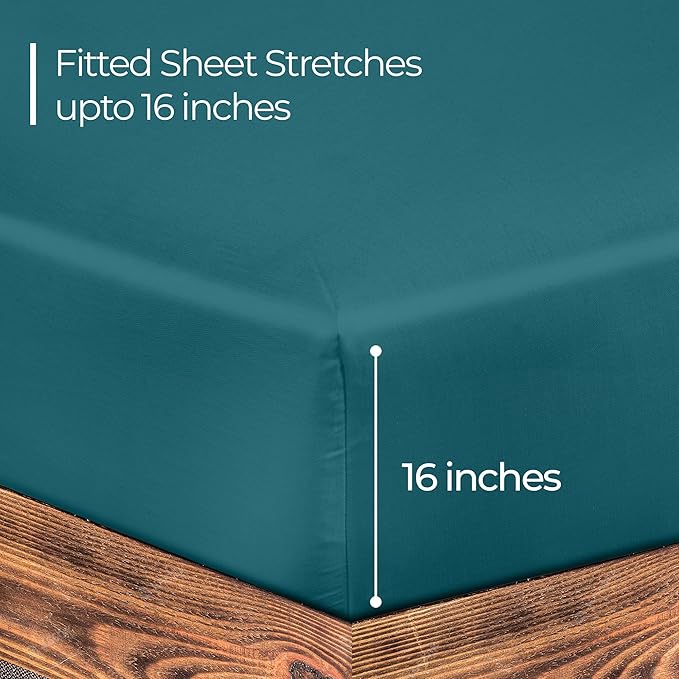 ROYALE LINENS 300 Thread Count 100% Long Staple Combed Cotton Fitted Sheet Queen - Image 2