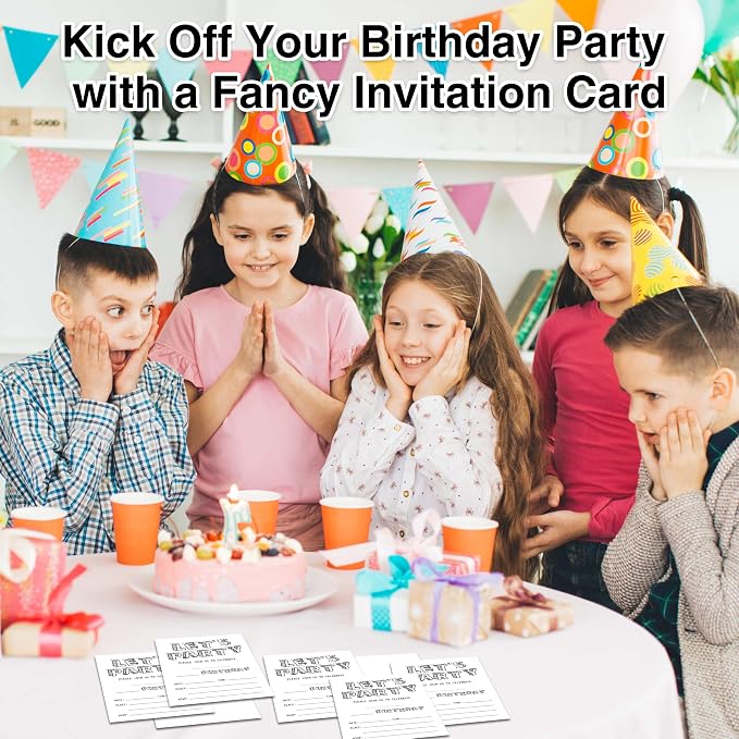 Black and White Birthday Invitations, 25 Double-Sided Invitation Cards - Image 5