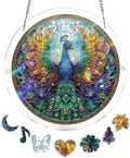 Acrylic Puzzle Suncatcher, Peacock Rainbow Feathers Sun Catcher by Unknown