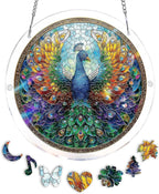 Acrylic Puzzle Suncatcher, Peacock Rainbow Feathers Sun Catcher by Unknown