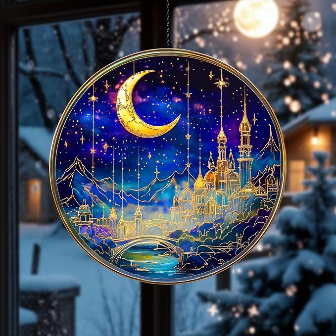 Fantasy Starry Acrylic Suncatcher Window Hanging Book Reader Gift Bookshelf - Image 2