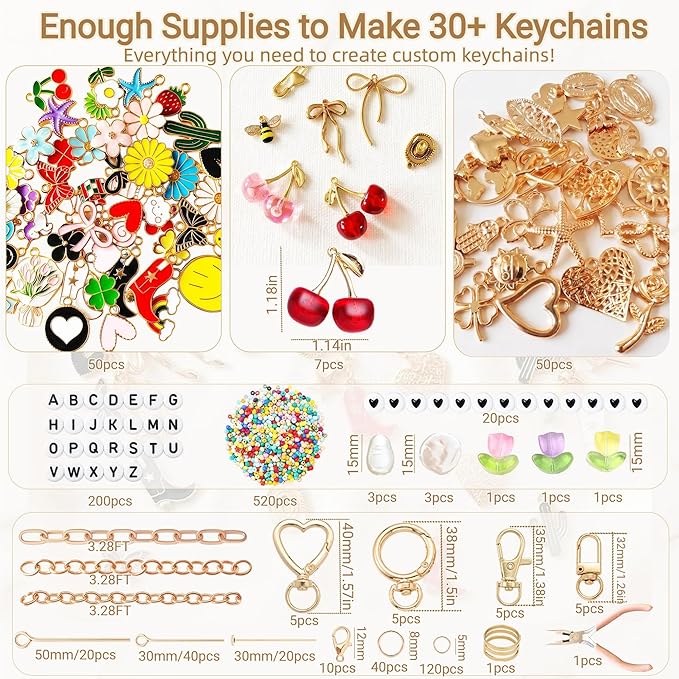 NewOasis 768Pcs Lip Gloss Keychain Making Kit, Jewelry Making Kit - Image 2