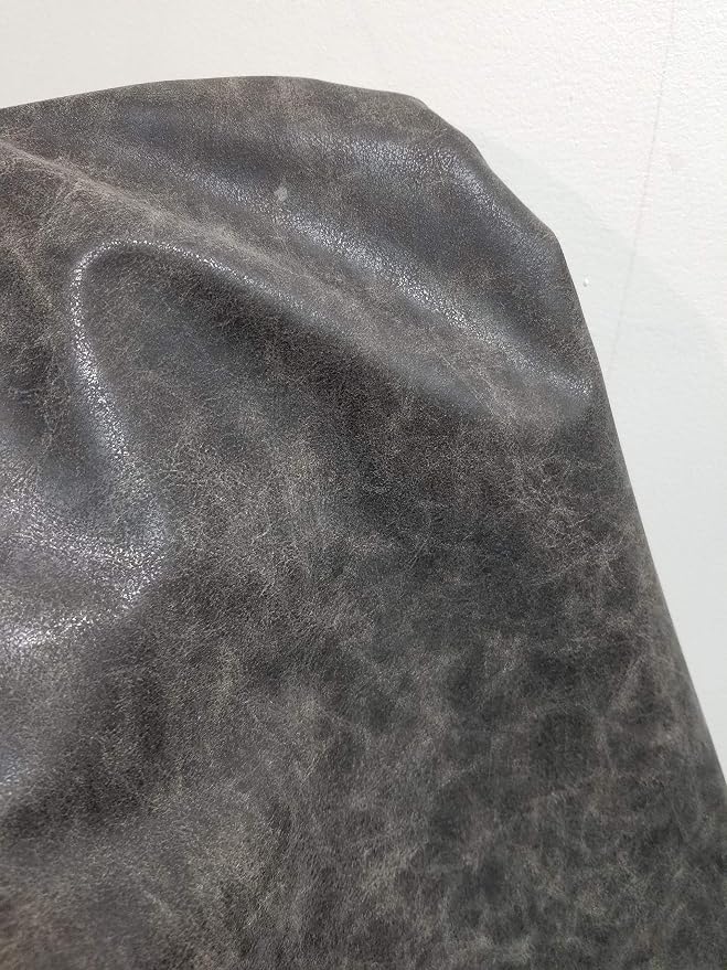 NAT Leathers | Gray Distress Crazy Horse Oily Faux Vegan Leather PU | 1 Yard 36 by NATLeathers