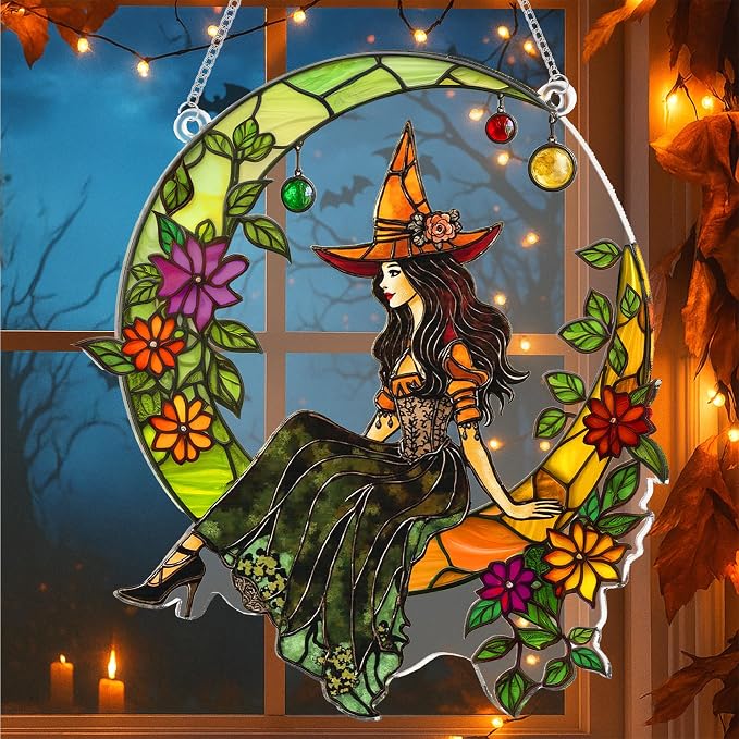 Halloween Faux Stained Glass Ghost Ornaments Acrylic, Halloween Decor Cute - Image 6
