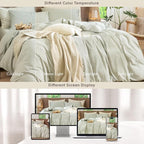 MooMee Striped Duvet Cover Set 100% Washed Cotton Linen Like Textured - Image 7
