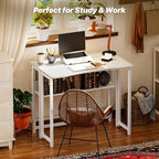 Huuger Folding Desk with Storage Shelf, 31.5 Inch Foldable Computer Table - Image 8
