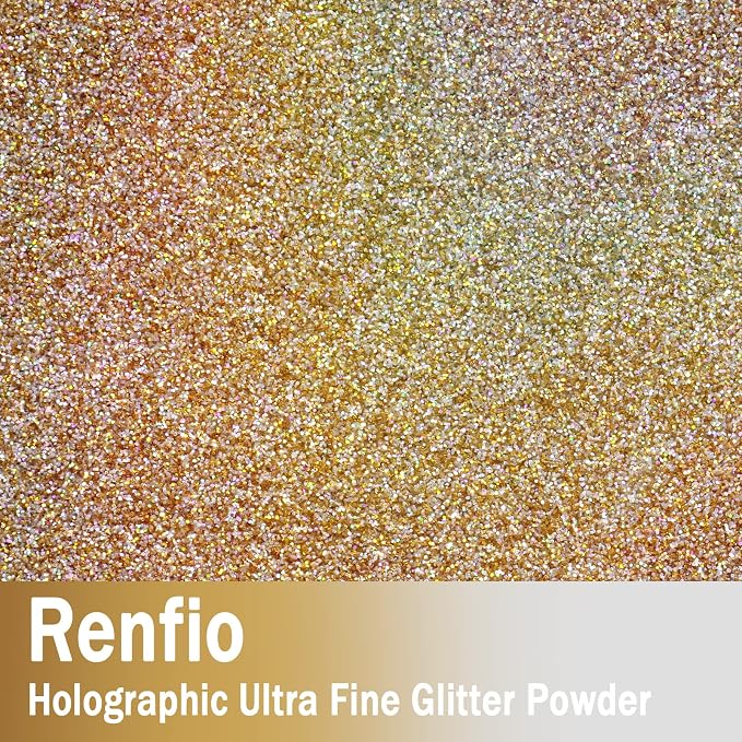Renfio Holographic Ultra Fine Glitter Powder Metallic Resin Glitter 2.11 Oz PET - Image 2
