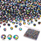 BONNY BOXX 1000pcs 6mm Acrylic Faceted Round Crystal Beads Transparent Black AB by BONNY+BOXX