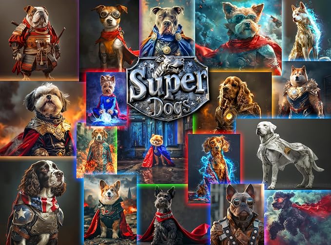 Superhero Dog - 1000 Piece Collage Jigsaw Puzzle - Colorful and Funny Adult by PrimeTimePuzzles