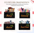 10 PCs 8.3x4.7 Black canvas Zipper Pouch, Makeup Bags Bulk Pencil Pouch - Image 4