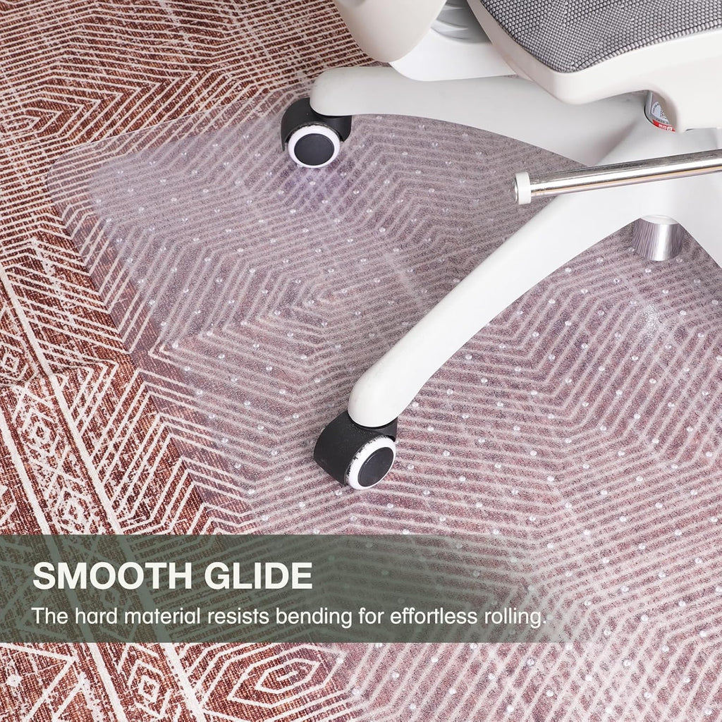 Chair Mat for Carpet, 36" x 48" Easy Glide Desk Chair Mat for Carpeted Floors, Beveled Edge Vinyl Mat with Grips, Heavy Duty Carpet Protector for Home Office, Clear(with Lip)
