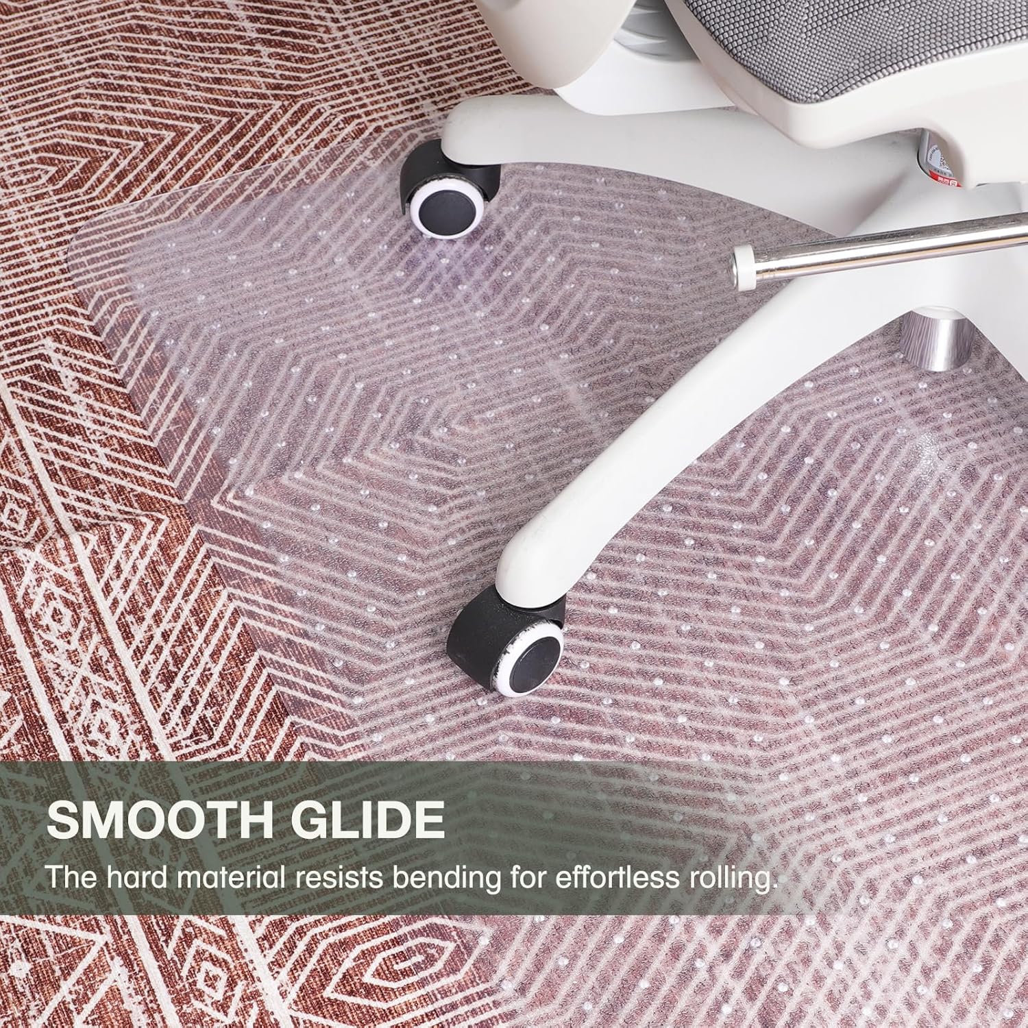 Chair Mat for Carpet, 36" x 48" Easy Glide Desk Chair Mat for Carpeted Floors, Beveled Edge Vinyl Mat with Grips, Heavy Duty Carpet Protector for Home Office, Clear(with Lip)