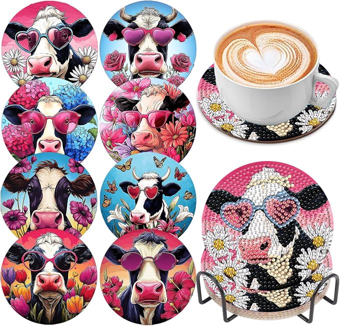 DOZEEZOP 8-Pack Diamond Art Coaster Kit by DOZEEZOP