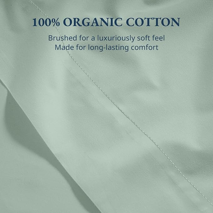 Lane Linen 100% Organic Cotton Twin Size Flat Sheet Only - Image 5