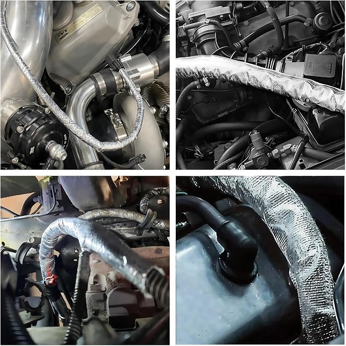 25mm - 1" Self Closed Aluminized Heat Shield Sleeve Protection Side Entry High - Image 5