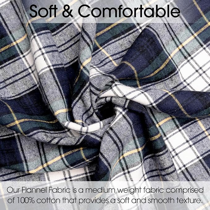 Pico Textiles 1 Yard Green, and Blue Tartan Plaid Flannel Fabric - Image 3