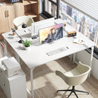 Huuger Computer Desk, 55 Inch Home Office Desk, Gaming Writing Work from Home - Image 6