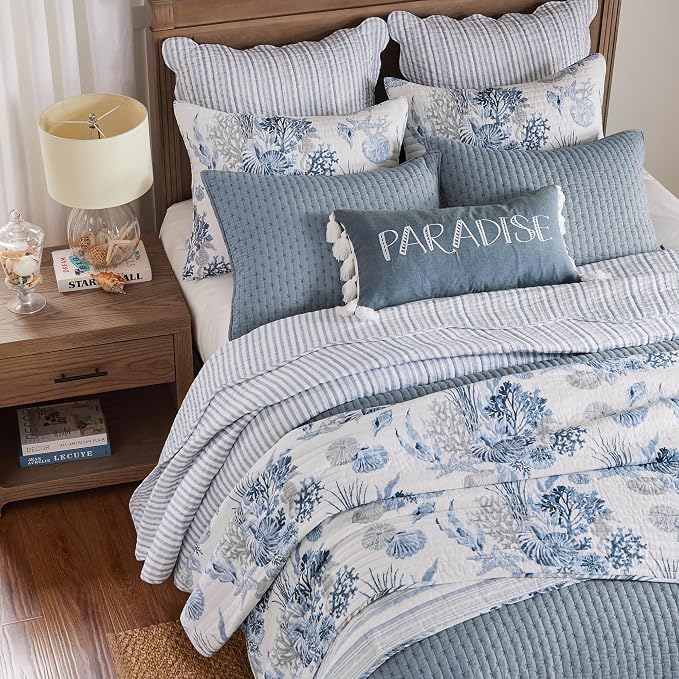 Levtex Home - Cross Stitch Chambray Quilt Set - Twin Quilt + One Standard - Image 8