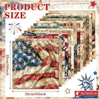 HunnmingRe 20 Pcs 10''x10'' Vintage Patriotic Quilting Fabric Square 4th of - Image 2