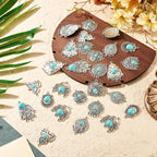 27Pcs Alloy Synthetic Turquoise Chandelier Component Links Charms, Vintage - Image 2