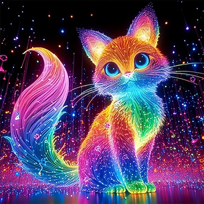 GXGLLPZBY Diamond Art Kits for Beginners, Dreamy Glowing Cat Diamond Painting by GXGLLPZBYZBYHW