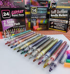 ArtShip Design 24 Glitter Paint Pens, Double Pack of Both Extra Fine and Medium - Image 2