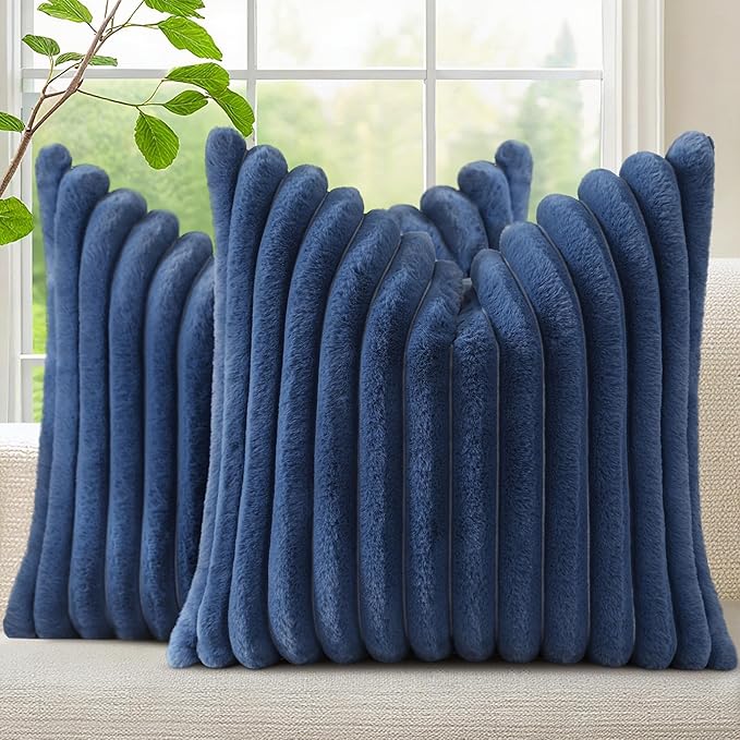 decorUhome Cozy Faux Fur Throw Pillow Covers 26x26 Set of 2 Decorative Soft by decorUhome