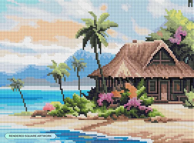 DIAMOND ART CLUB Beach Bungalow Diamond Painting Kit, Fun DIY Crafts - Image 2