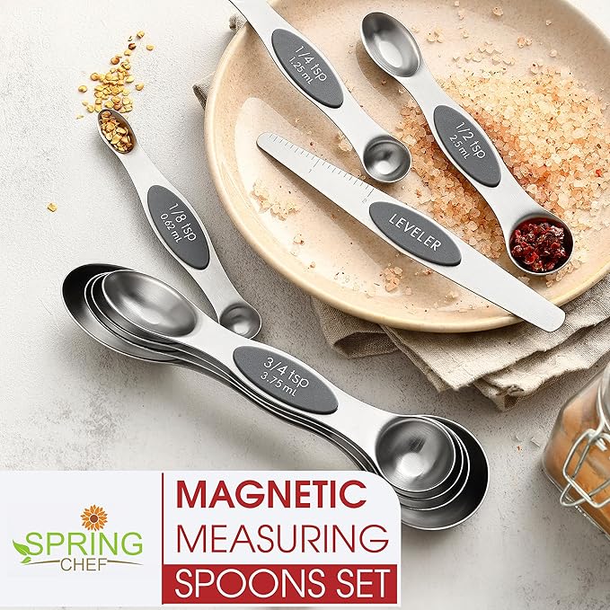 Spring Chef Stainless Steel Magnetic Measuring Spoons Set of 8 - Image 7