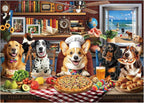 BenBen Puzzles for Adults 1000 Pieces, Dogs' Dinner Party, Dog Jigsaw Puzzle by WelcometoBenBen