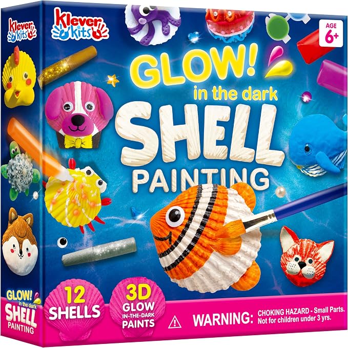 Klever Kits 12 Glow in The Dark Sea Shell Painting Kit-Arts & Crafts by KleverKits