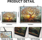Retangle Art Nouveau Tree of Life Stained Glass Window Hanging Window - Image 3