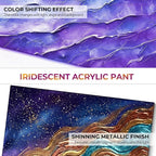 Nicpro 20 Colors Iridescent Acrylic Paint Set, 2 oz/60 ml Chameleon Metallic - Image 5