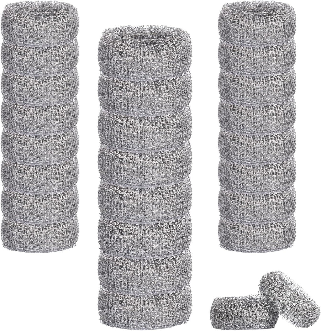 24 Pieces Stainless Steel Lint Traps for Washing Machine Hose,Rust-Proof Pet Lint Catcher Mesh Filter with 24 Pieces Cable Ties