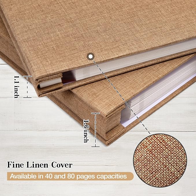 potricher Large Photo Album Self Adhesive 3x5 4x6 5x7 8x10 10x12 Pictures Linen - Image 5