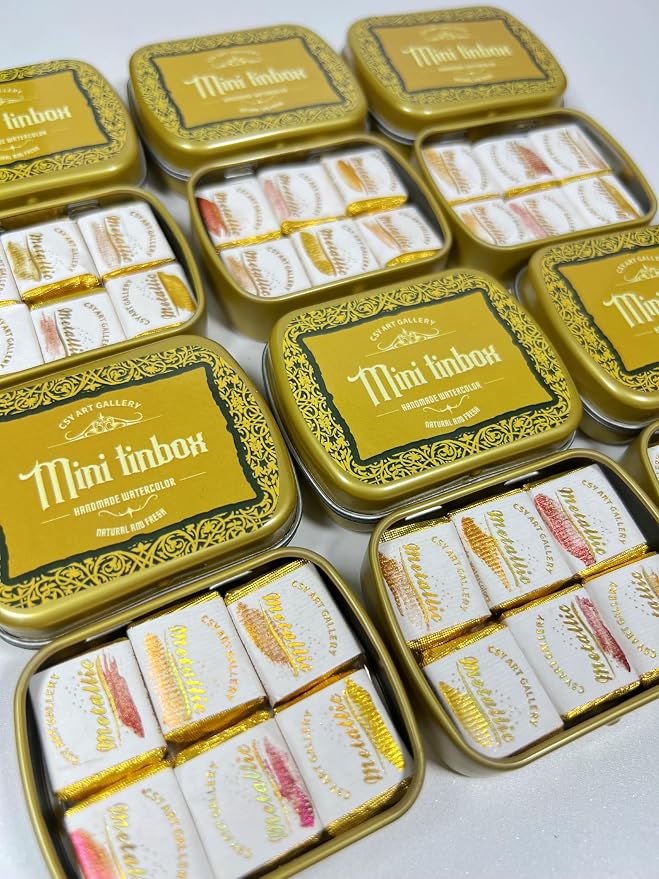 Handmade Highlight Golden Metallic Watercolor Paint Palette Mica 6 Colors-Extra - Image 5