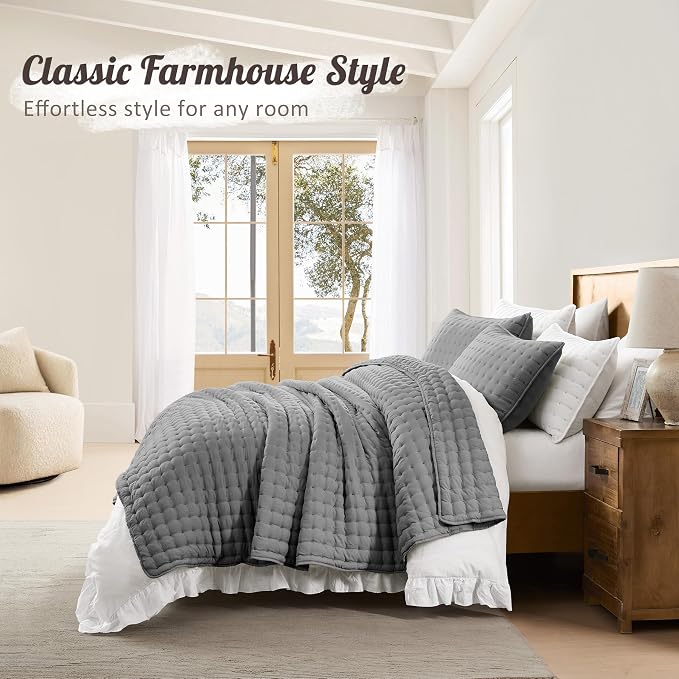 WDCOZY Dark Grey Twin Size Quilt Bedding Sets - Image 6