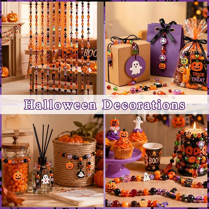 ZHIYUXI 1150PCS Halloween Glass Beads Orange Pumpkin Beads Jewelry Making | - Image 3