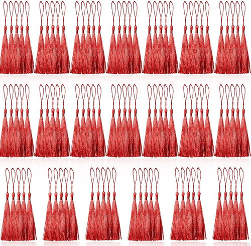 100 Pcs Red Mini Tassels 13cm/5 Inch by CREATRILL