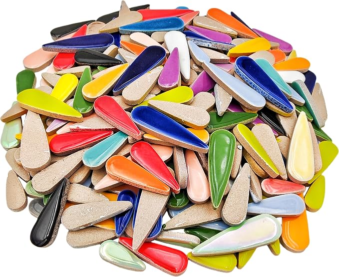 1.1lb Ceramic Mosaic Tiles, Mixed Colour Ceramic Mosaic Pieces by Unknown