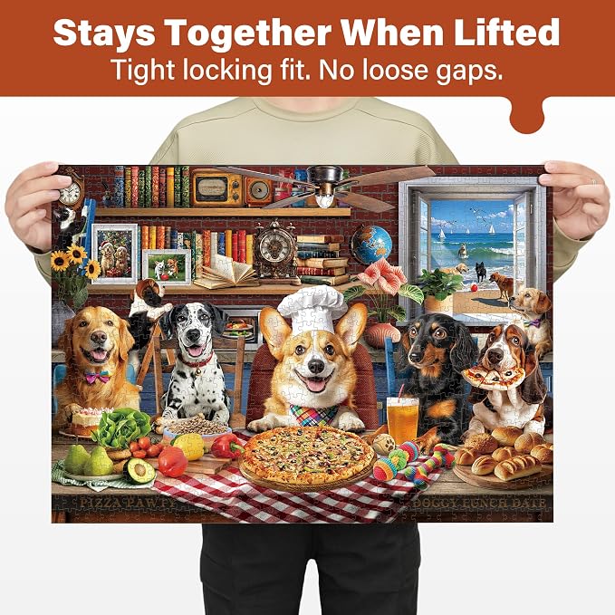 BenBen Puzzles for Adults 1000 Pieces, Dogs' Dinner Party, Dog Jigsaw Puzzle - Image 3