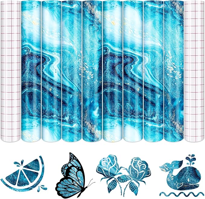 Tintnut Marble Permanent Vinyl 8 Pcs 12x10in Blue Self Adhesive Vinyl | by Tintnut