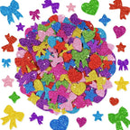 1000PCS Glitter Foam Stickers, Colorful Heart & Bow Stickers, Self-Adhesive by Unknown
