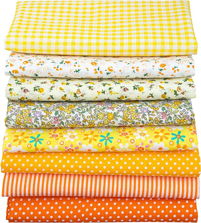 Aubliss 8pcs Fat Quarter Fabric Bundles Quilting Cotton Craft Fabric Pre-Cut by Aubliss
