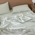 MooMee Striped Duvet Cover Set 100% Washed Cotton Linen Like Textured - Image 3