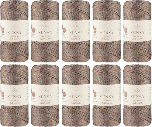 10 Skeins of Sensy Premium 2mm 251 Yards Sparkle Polyester Rope 90% by SSENSY