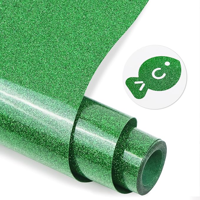 Green Glitter HTV Heat Transfer Vinyl, Glitter Iron on Vinyl Roll 10" x8ft | by MEVOREW