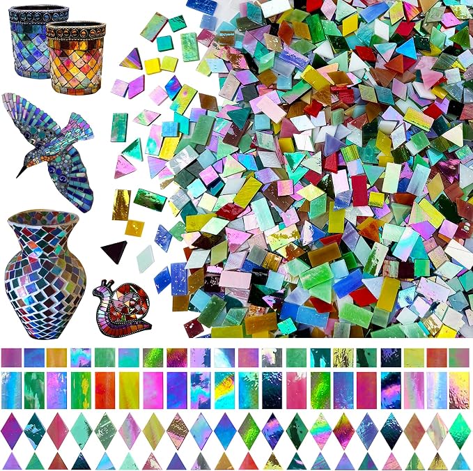 LITMIND 2800 Pcs Iridescent Stained Glass Mosaic Tiles – Assorted Colors - Image 7