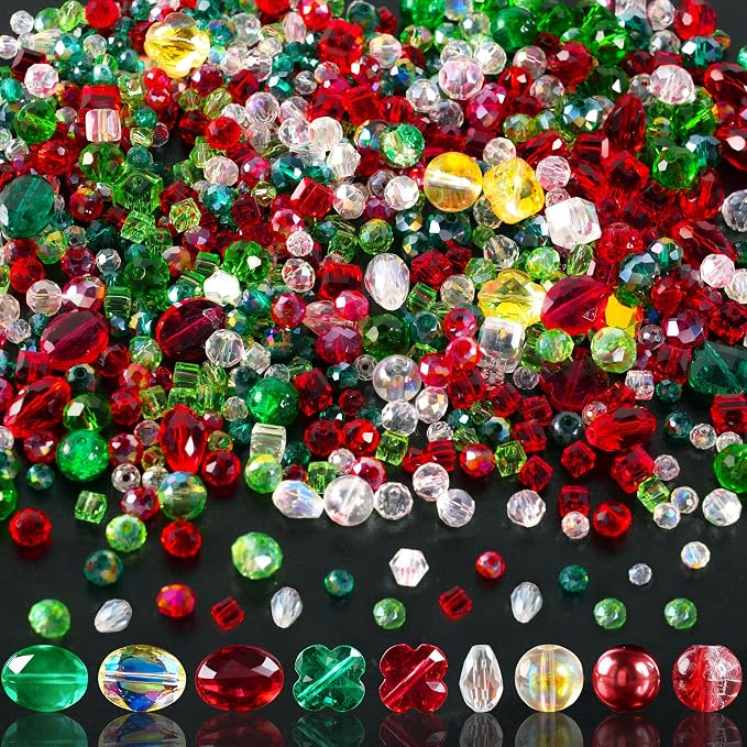 Christmas Glass Beads for Jewelry Making by OuMuaMua