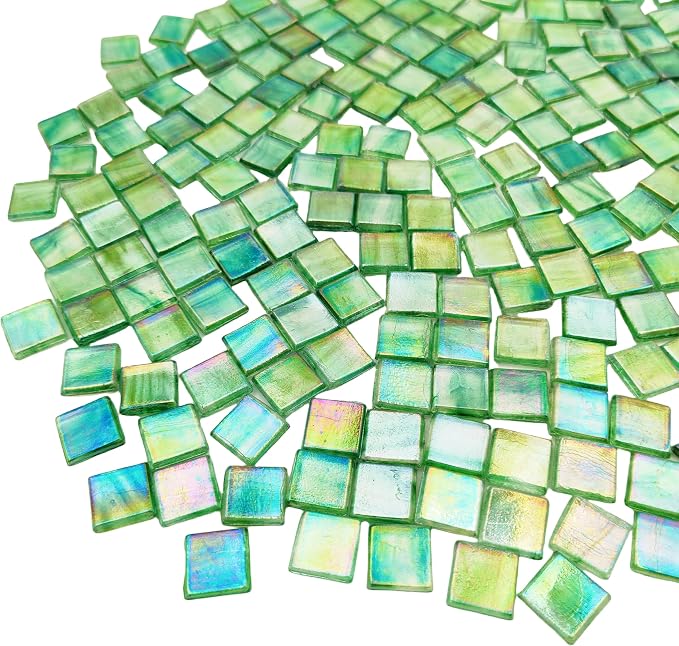 1.1 LB Ice Jade Mosaic Tiles, 0.59“ Square Glass Mosaic Pieces - Image 3